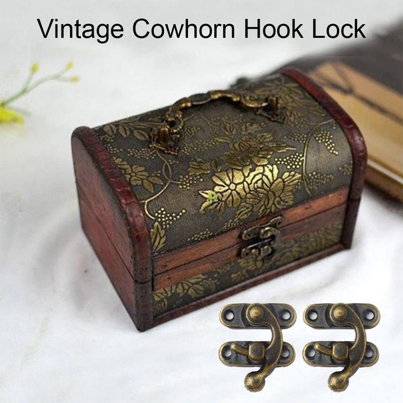 Antique Vintage Quick Release Locking Hooks, Pack of 2 Small