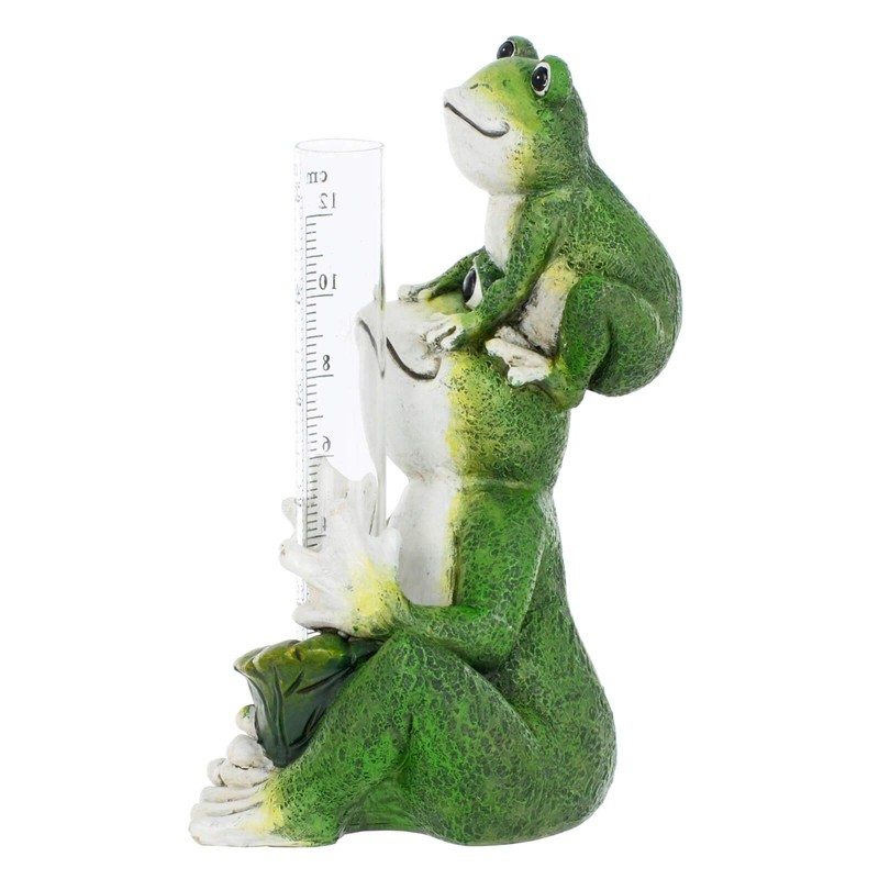 Azuma Novelty Frogs Rain Gauge 5" Measure Rainfall Resin Garden