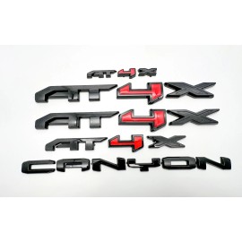 Unbranded OVERLAY 5PCS Gloss Black Red Door Rear AT4X Canyon Emblem Fit 2023+ GMC Canyon