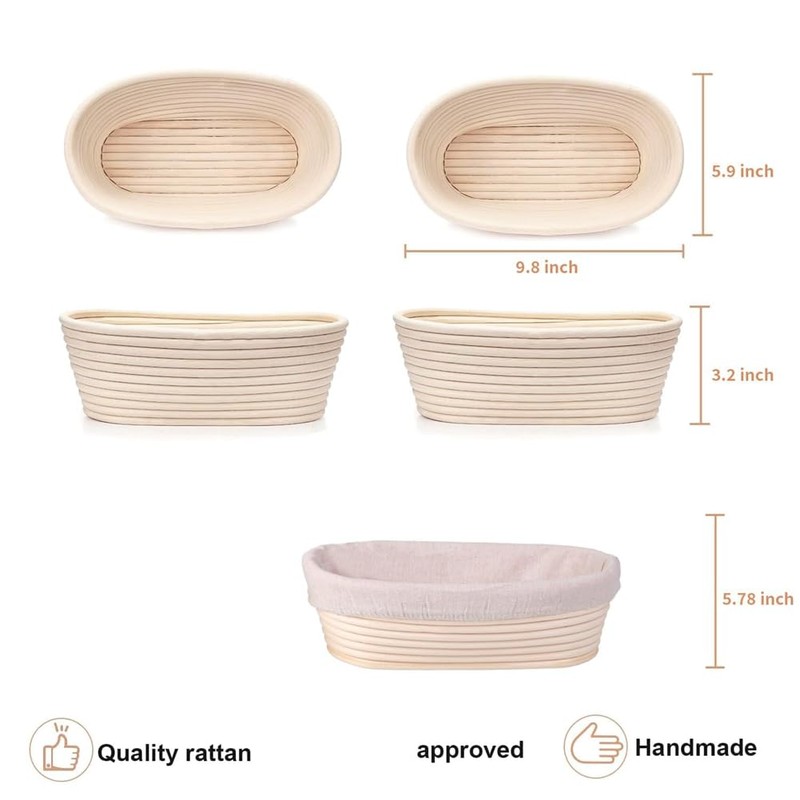 Zicojia Bread Making Kit, Proofing Baskets 10 Inch Oval Sourdough