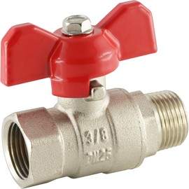 Fittingteile Ball Valve 2-Piece with Toggle Handle for Compressed Air, Water, Oil Valve, Through Ball Valve up to 25 Bar (Internal/External Thread, Rp 1/2 Inch)