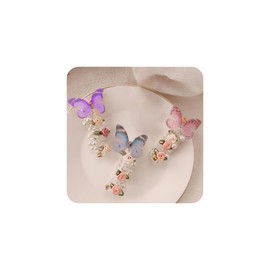 Telephone Wire Hair Bands for Women, Colorful Soft Elastic Butterfly Pearl Phone Cord Hair Ties, Ponytail Braids Fixed Hair Spiral Rope Hair Accessories for Women (Butterfly Pearl 3pcs)