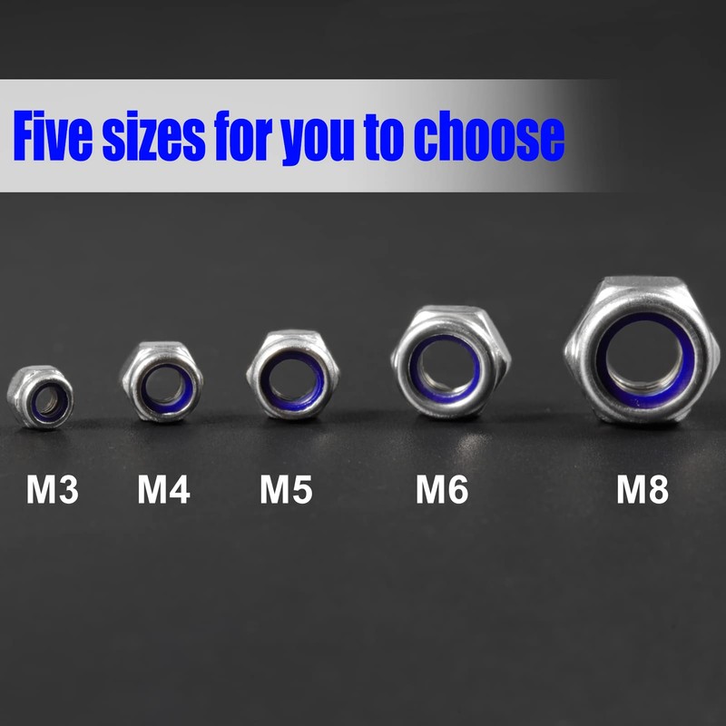 SPEEDWOX 100 PCS M5 x 0.8mm Nylon Insert Nuts Locknuts,