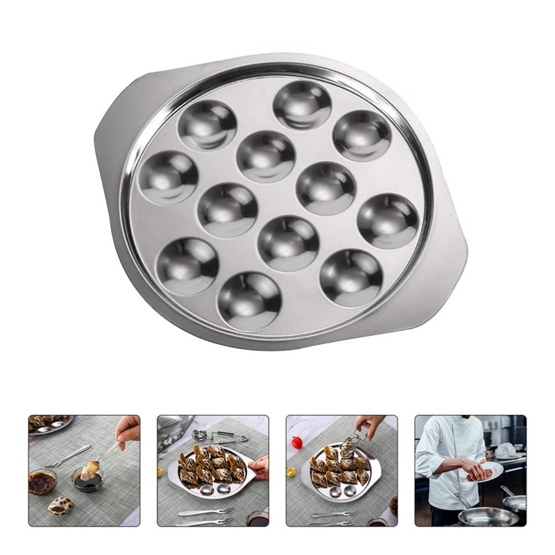 HEMOTON Set of 4 Stainless Steel Snail Plate Mushroom Bowls