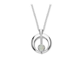 ORTAK 925 Sterling Silver Handmade Pendant Necklace Synthetic Opal Gemstone Zodiac Libra October Birthstone Scottish Fine Jewellery Made in Orkney, Scotland