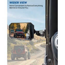 JOYTUTUS Mirrors Doors Off Doors On Compatible with Wrangler TJ JK JKU, All Year Used Side Mirrors for Wrangler 1997-2018, Wider View No Vibrate & Wobble, Black