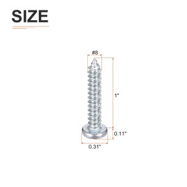DTGN #8x1" Phillips Pan Head Self-tapping Screw - 50Pack - Zinc Plated Carbon Steel Sheet Metal Screws Wood Screws