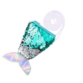 Dtweista Mermaid Sequin Coin Purse Resersible Magic Sequins Mini Shoulder Bag Wallets for Little Girls Birthday Party Favors,Green