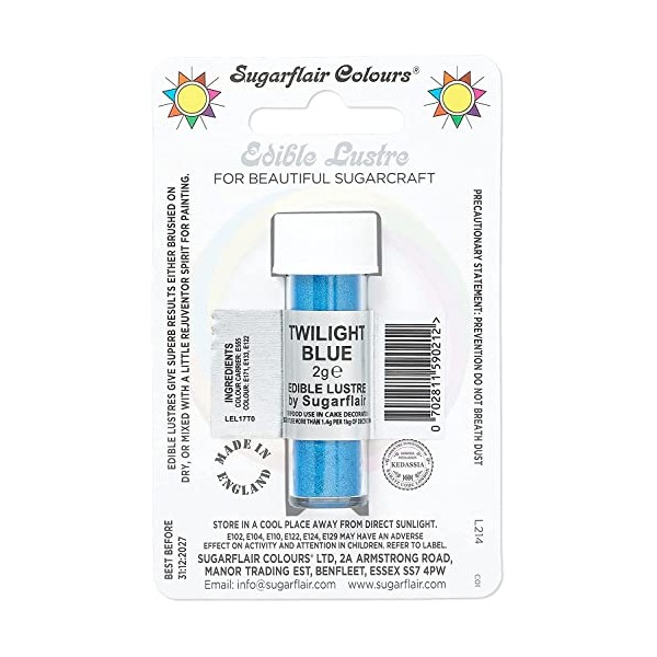 ugarflair Twilight Blue Edible Lustre Dust, Add a Lustrous Shine