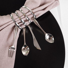 Napkin Holder Serviette Rings Ring Cutlery Ring Table Decoration Cutlery Metal Silver Pack of 4