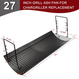 Hiorucet 27 Inches Ash Pan Drip Pan and Grill Grates for Char-Griller 2121 2828 1224 2929 2222 2727 1324 E1224 Charcoal Grills, 27" Charcoal Grill Pan with 2Pcs Fire Grate Hanger for Char Griller 2121