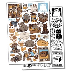 Funny Kitty Cats Kittens Temporary Tattoo Water Resistant Fake Body Art Set Collection - Black (One Sheet)