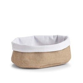 Zeller 25632 Storage Basket Jute Cotton Approx. 22 x 15 x 10 cm Bread Basket Bread Bag Decorative Basket