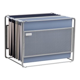 Mind Reader Hanging File Folder Organizer, Desktop Organizer, Storage, Office, Metal Mesh, 13" L x 9.75" W x 10.25" H, Silver