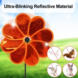4PCS Flower Wind Spinner Sparkly Lawn Pinwheel 11.8 inch Orange Garden Windmill for Garden, Party, Christmas Outdoor, Yard Decor
