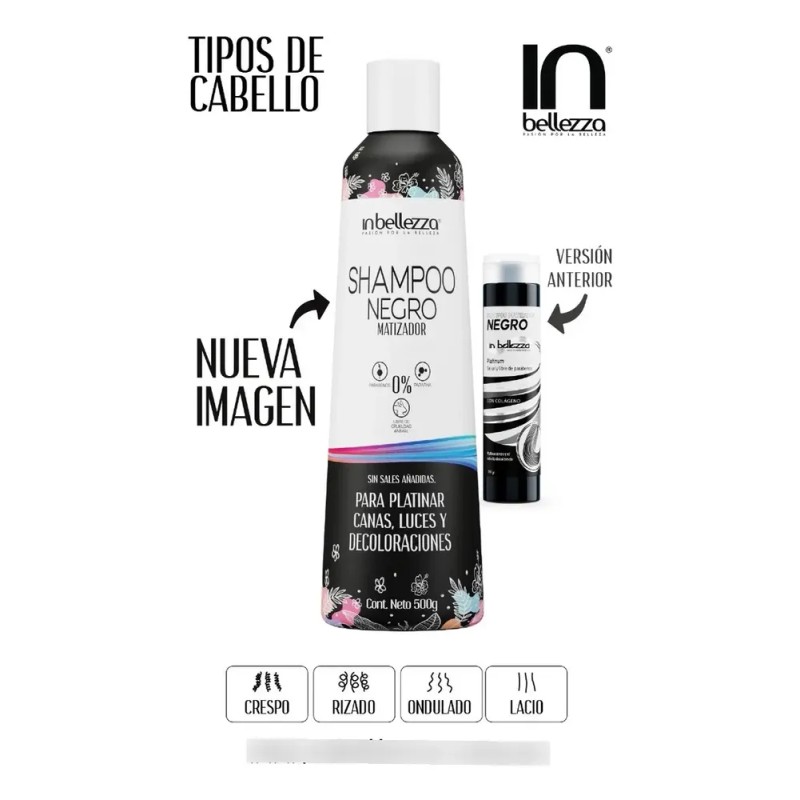 Shampoo Matizador Negro Sin Sal Sin Parabenos 500ml + Regalo