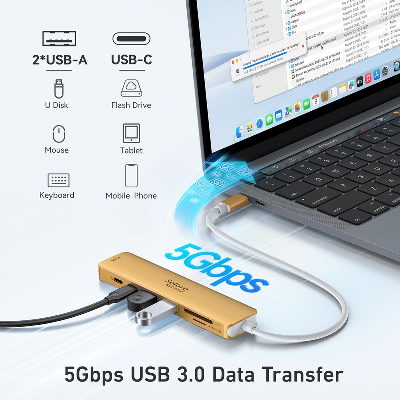 USB C Hub HDMI Adapter for MacBook Pro/Air, 7 in