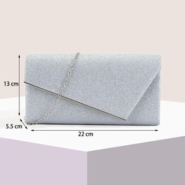 Fioeyr Women Glitter Envelope Clutch Bag Elegant Sequins Evening Clutch Purse Envelope Chain Shoulder Bags Sparkly Evening Bridal Prom Party Handbag Purse