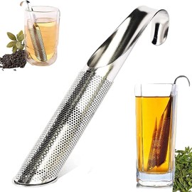 Qaestuan Pack of 2 Tea Strainers, Tea Strainer for Loose Tea, Tea Filter, Stainless Steel, Fine Mesh Tea Strainer with Hook Handle, Tea Accessories, Suitable for Most Tea Cups and Tea Bowls, for Tea,