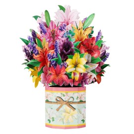 Magic Ants Flower Pop Up Cards - Mother's Day, Birthday, Thank You Card for Mum - 3D Pop Up Bouquet Design - Includes - Lily