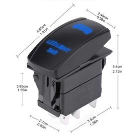 Wippschalter, 12V 24V 5-poliger LED-Lichtbalken Wasserdichter EIN-AUS-Wippschalter SPST für PKW-LKW(Blau)