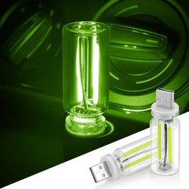 SINGARO 2PCS Car USB Lights, Retro Automotive Atmosphere Decor Lamp, Car Interior Touch Adjustment Lights, Mini Glass Bottle LED Bulb Night Light for Vehicle Bedroom Desktop(Green)