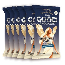 THE GOOD CHOCOLATE – Dark Chocolate Bars with Zero Sugar & Lower Net Carbs – Keto Chocolate Bar with Lower Calories, All Natural and Non-GMO Keto Snacks, 2.5 oz (6 Bars Value Pack)