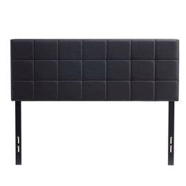 Hearth & Harbor King Headboard, Square Tufted Vinyl King Size Headboard Only, Modern Upholstered Headboards, Bed Frame Mount Bed Headboards, Adjustable Height 34”-42”, Black