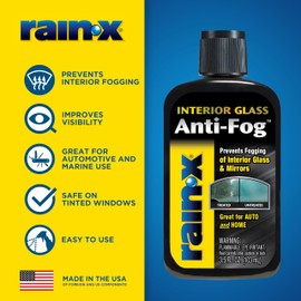 Rain-X AF21106D Glass & Mirrors Anti-Fog Treatment, Prevents Fogging & Steaming on Windshield and Visors, Improves Visibility, Great for Auto & Home