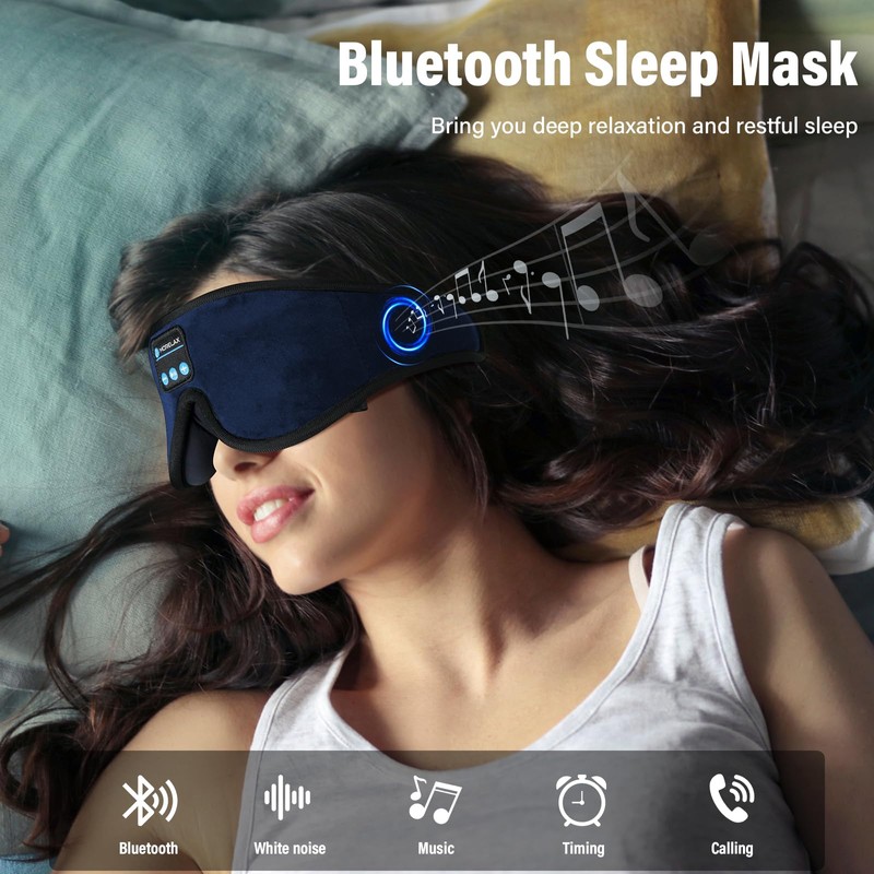 Sleep Mask with Bluetooth Headphones, 3D Sleep Mask Wireless Music