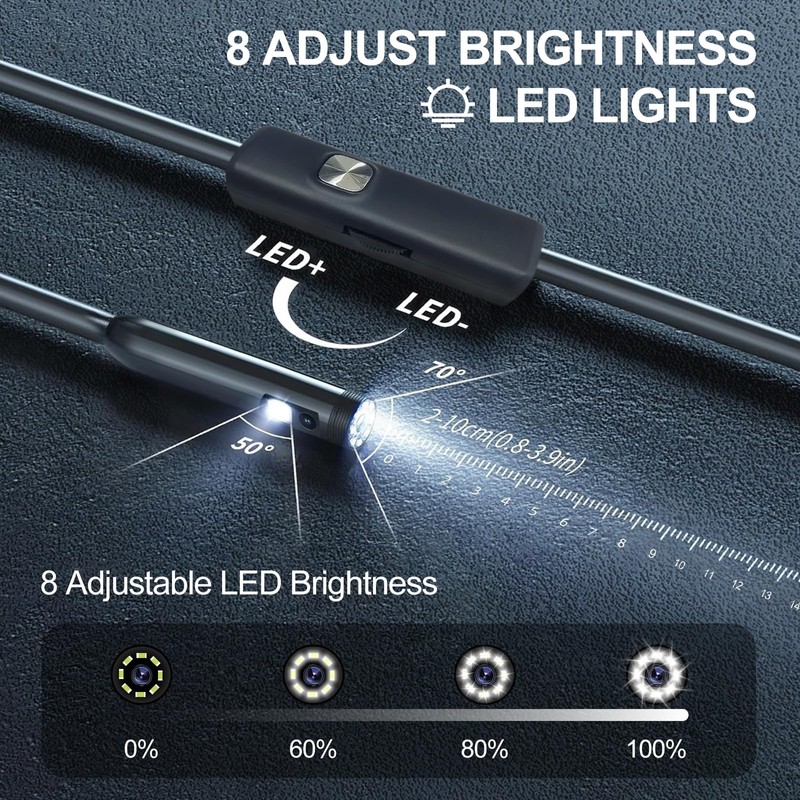 oolong Endoscope Inspection Camera,Illuminated Dual HD Lens,1920P HD IP67 Waterproof