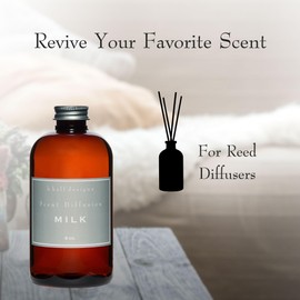 K. Hall Designs Milk Scent Diffuser Oil Refill, Creamy-Sweet Scent with Coconut & Vanilla, Fragrance Oil for Diffusers for Home & Bathroom, All-Natural Fragrance for Women & Men, 8 fl oz