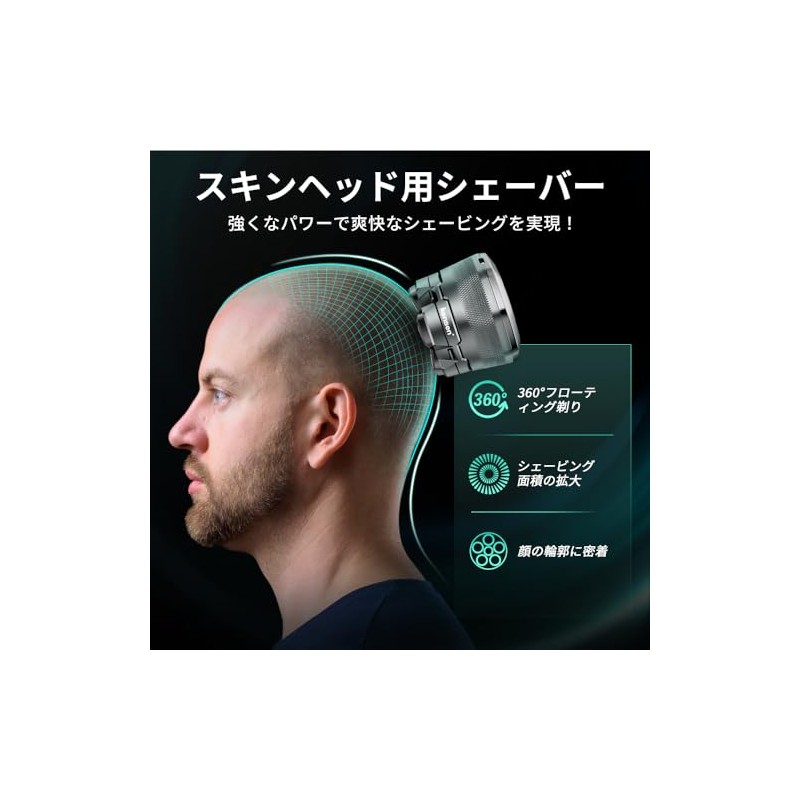 kensen Black Knights Skin Head Shaver, 99 Blades, Magnetic Blades,