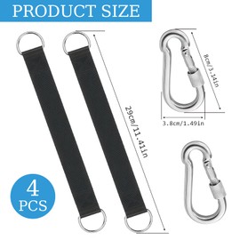 kaiyaya Set of 2 Swing Attachment Set with Heavy Duty Carabiners and D-Rings Hammock Attachment Suspension Strap Kit Hanging Chair Tree Swing Strap Swing Attachment for Suspension