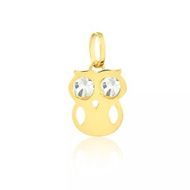 Unbranded Owl 18k Solid Gold White Zircon charm for Chain for Girls and Children