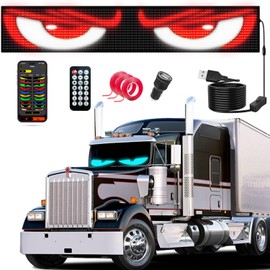 LED Devil Eyes for Truck Windshield, Extra-Large 52.3"x7.5" 1Pcs Eye Animated Light with DIY Text Flexible Soft Screen, Trucks Charger, Remote & APP Control