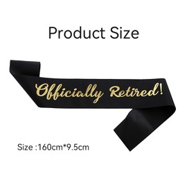 Happy Retirement Sash, Retirement Sash for Women, Soft Officially Retired Sash, Black Background Metallic Gloss Gold Alphabet Retirement Sash for Women Men, for Women Men Retirement Party Decorations