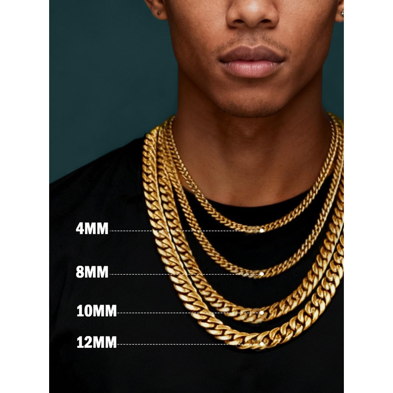 TUNGSTORY 4mm 18K Gold Filled Box Chain Necklace for Men