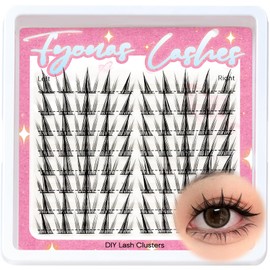 Fyonas Manga Lash Clusters Wispy Eyelash Clusters Natural Look 10-13mm Cluster Eyelash Extensions 80Pcs Left & Right Individual Lashes C Curl with Thin Band Anime Style (First Love)