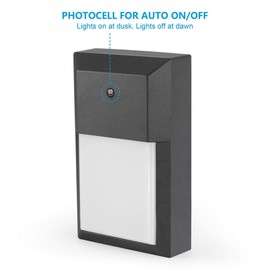 LIT-PaTH Dusk to Dawn Outdoor Wall Lantern, LED Wall Sconce, 12W 1000 Lumens, Aluminum Housing Plus PC, ETL and ES Qualified, 2-Pack (3000K-Black Finish)