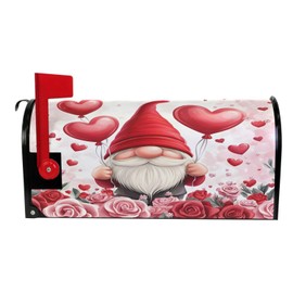 Valentine's Day Gnomes Rose Flowers Magnetic Mailbox Cover MailWraps Garden Yard Home Decor for Outside Standard Size-18"x 20.8"