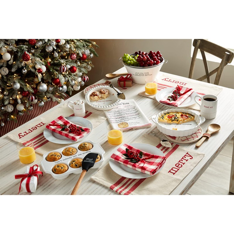 Mud Pie Circa Muffin Tray and Spatula Set, White, 12"