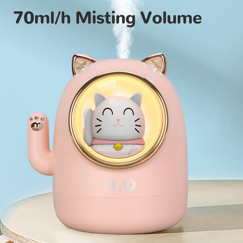 Humidifier Aroma Diffuser Cat Shape 400ml Capacity Timing Humidifier Home