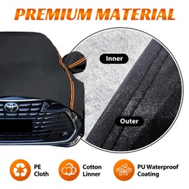Half Car Cover Sedan M, Car Snow Cover for Windshield & Sunroof Protection with Soft Lining, Top Only Partial Cover for Convertible
