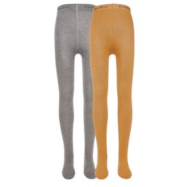 EWERS Pack of 2 Baby & Children's Tights, Plain, Double Pack Cotton Tights for Girls and Boys, Made in Europe, Honey-grey mel.