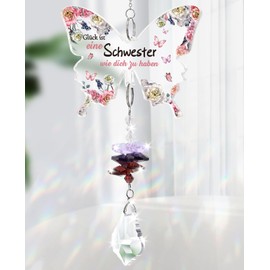 Tulolvae Sister Gift, Crystals Sun Catcher Lucky Charm Birthday Gift for Best Sister, Christmas Birthday Wedding Anniversary Graduation Gifts for Women