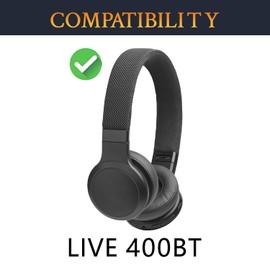 SOULWIT Ersatz Ohrpolster für JBL Live 400BT/Live 400 BT On-Ear Wireless-Kopfhörer, Ersatzpolster mit weicherem Proteinleder, Geräuschisolierung aus Schaumstoff