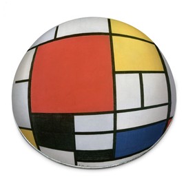 Mondrian - Composition with Large Red Plane - Domed Glass Paperweight