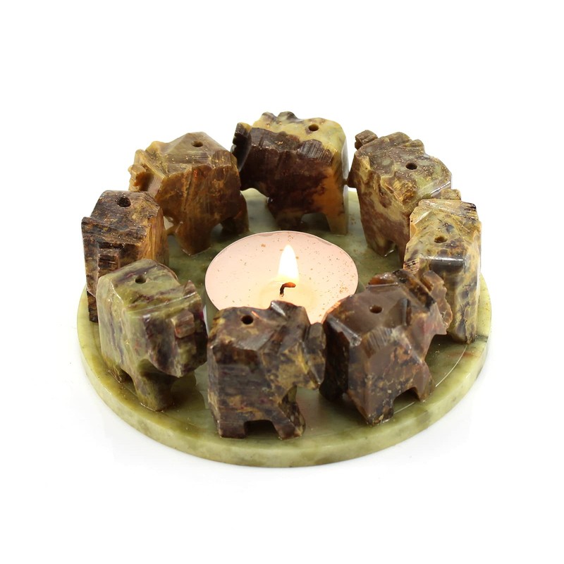 Budawi® Soapstone Incense Stick Holder Elephant Circle