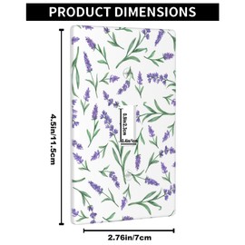 Pznen Lavender Light Switch Cover Plate Lilac Purple Floral Green Leaves Single Toggle Wall Plate 1 Gang Switchplate Home Decor for Living Room Kitchen 4.5"x 2.76"